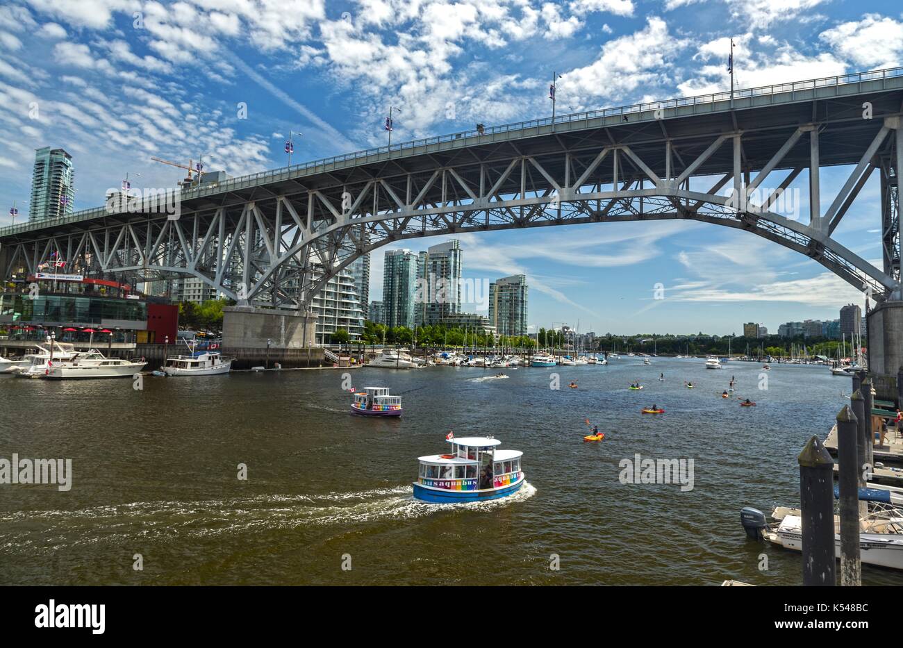 False Creek Marina Panorama with view of Granville Bridge, Taxi Boats ...