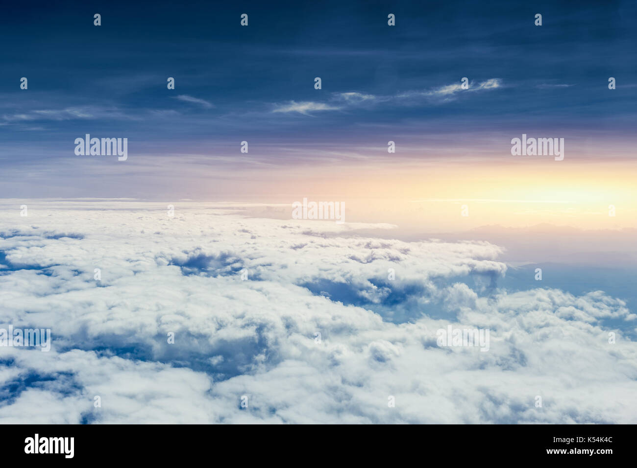 beautiful blue sky with cloud pad view from plane Stock Photo