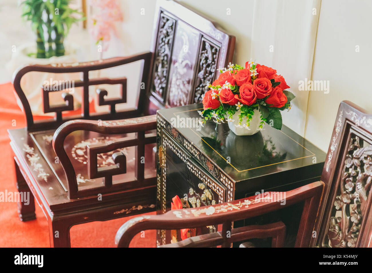 Chinese style wood furniture home decoration Stock Photo Alamy