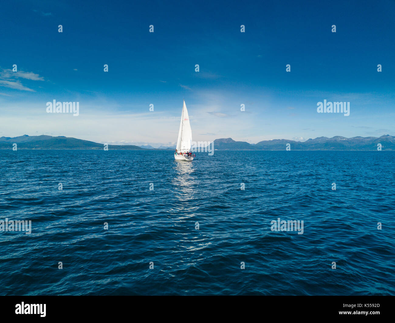 Aerial view of sailing yacht in Norway Stock Photo - Alamy