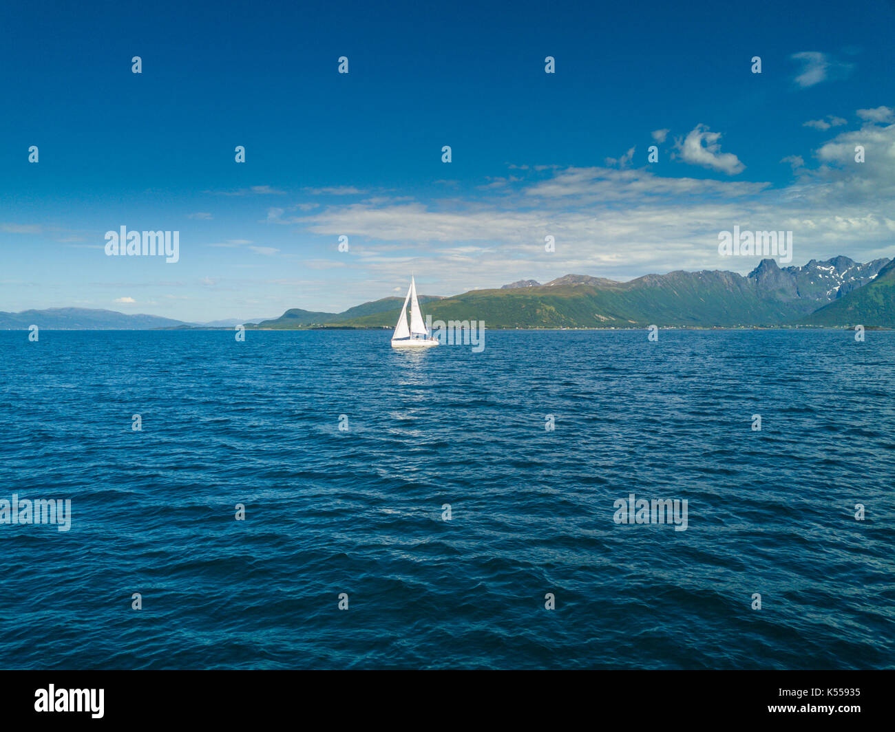 Aerial view of sailing yacht in Norway Stock Photo - Alamy