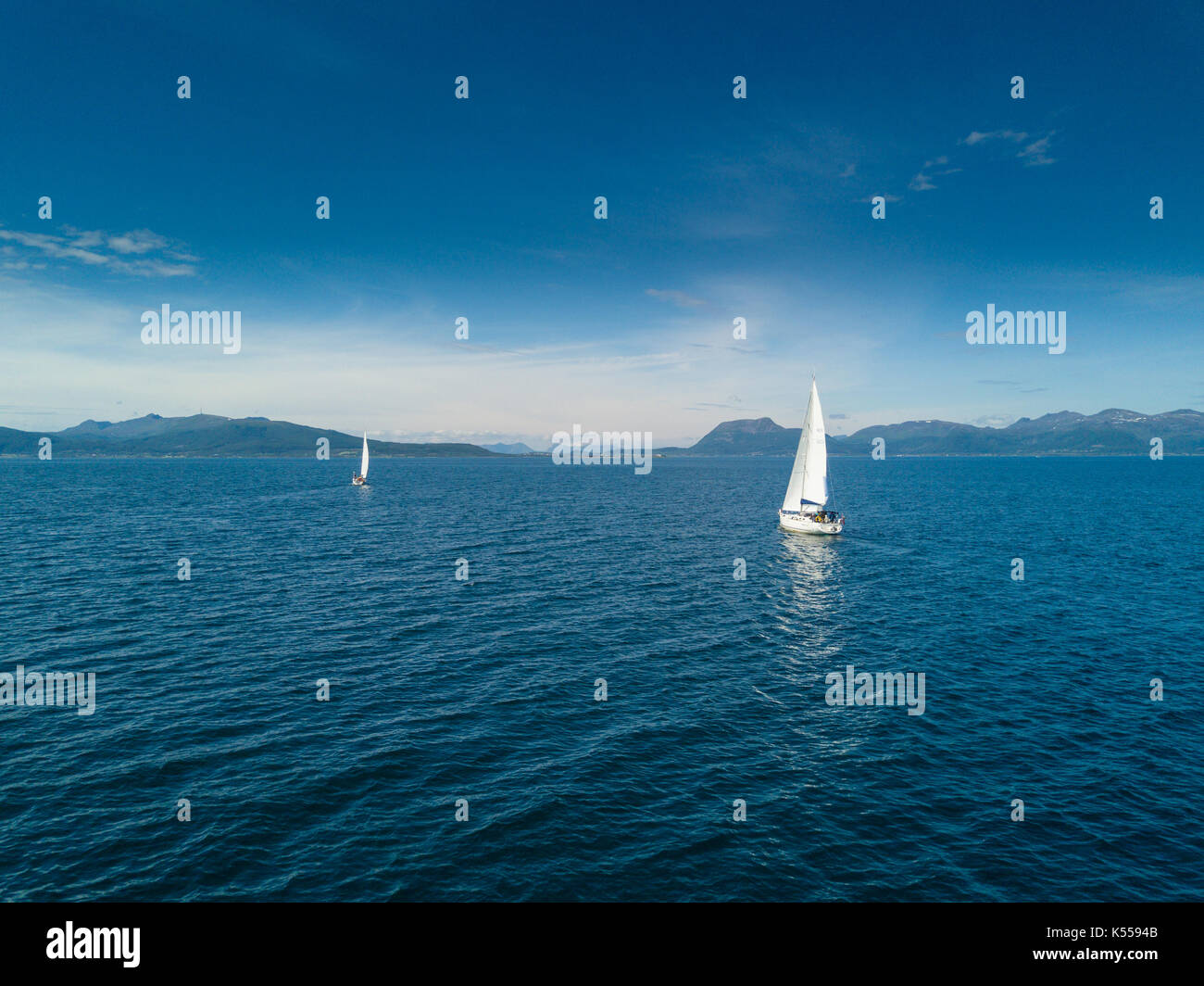 Aerial view of sailing yacht in Norway Stock Photo - Alamy