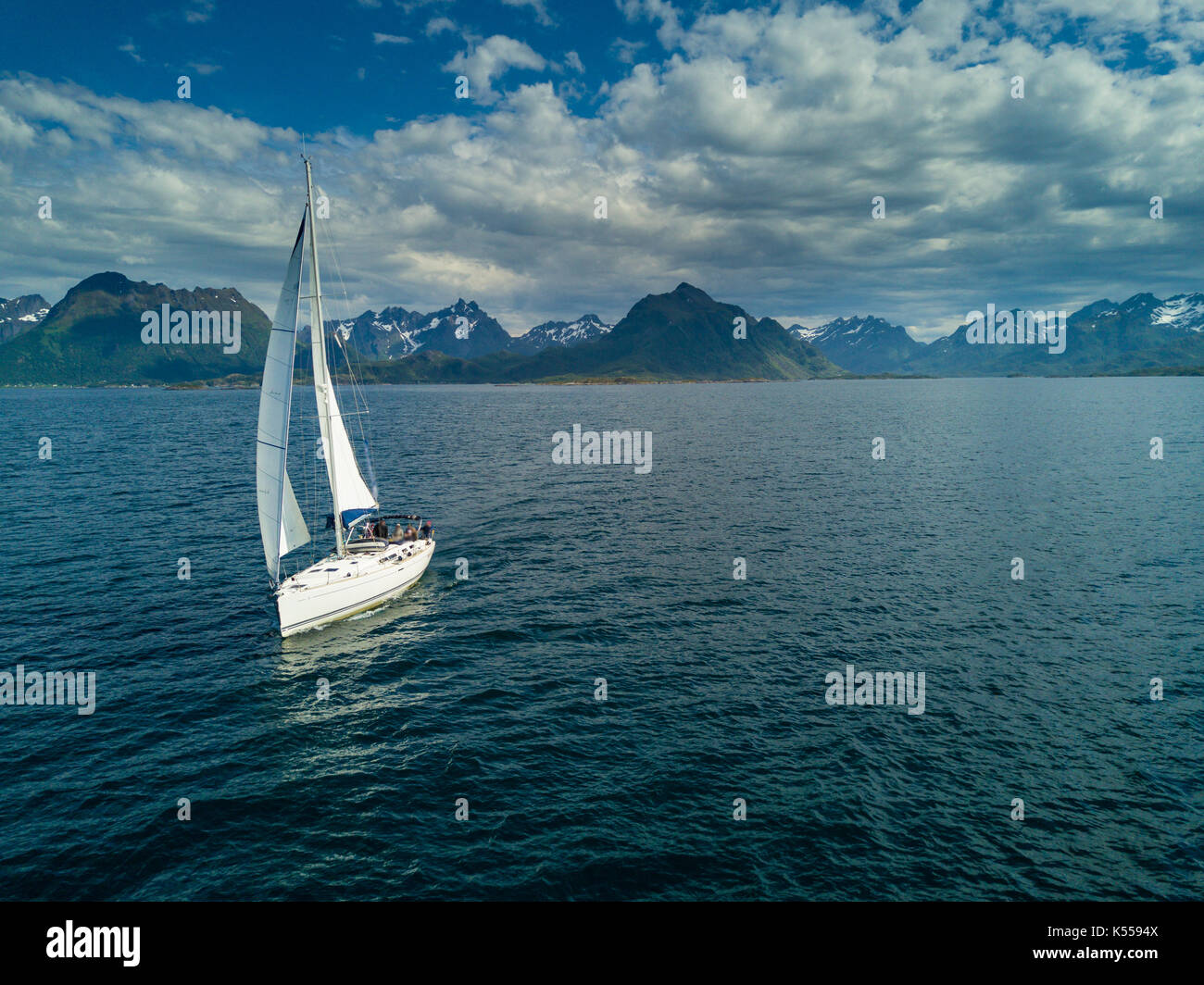Aerial view of sailing yacht in Norway Stock Photo - Alamy