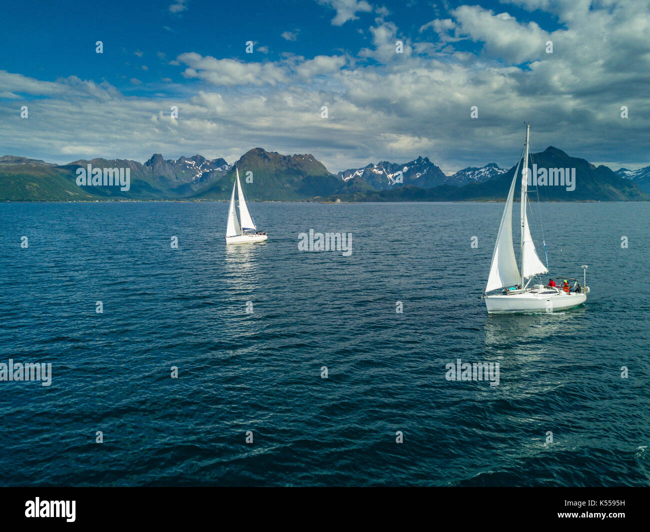 Aerial view of sailing yacht in Norway Stock Photo - Alamy