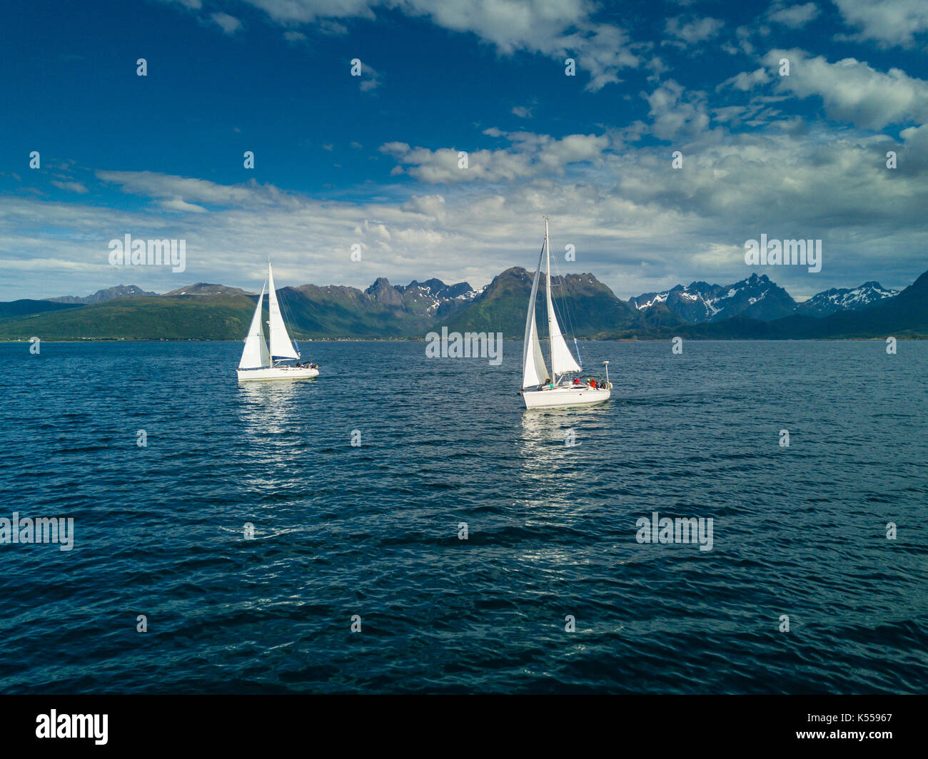 Aerial view of sailing yacht in Norway Stock Photo - Alamy