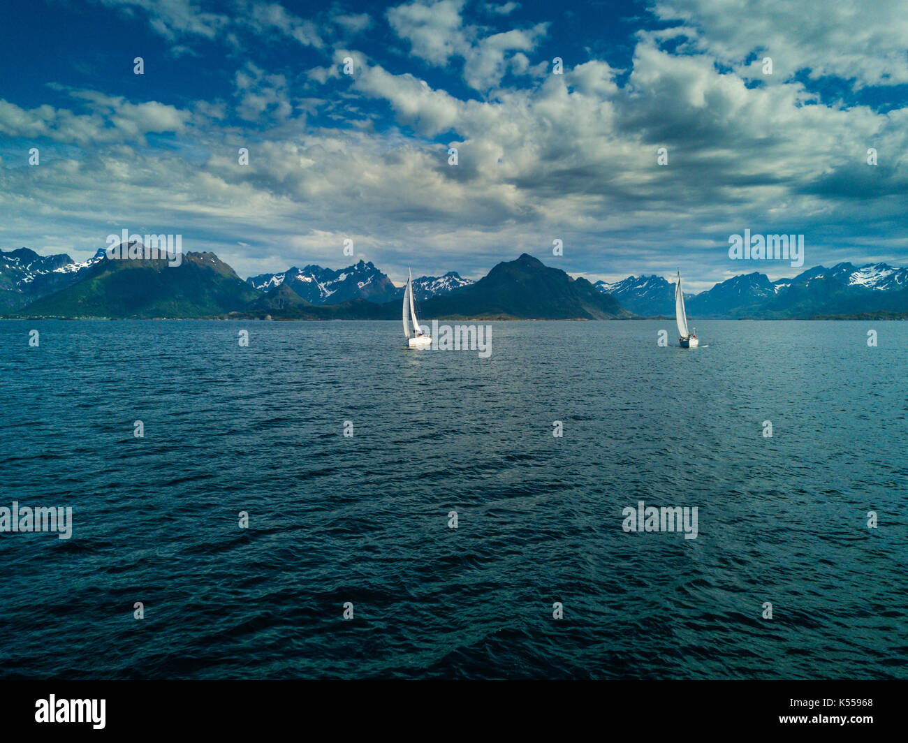 Aerial view of sailing yacht in Norway Stock Photo - Alamy