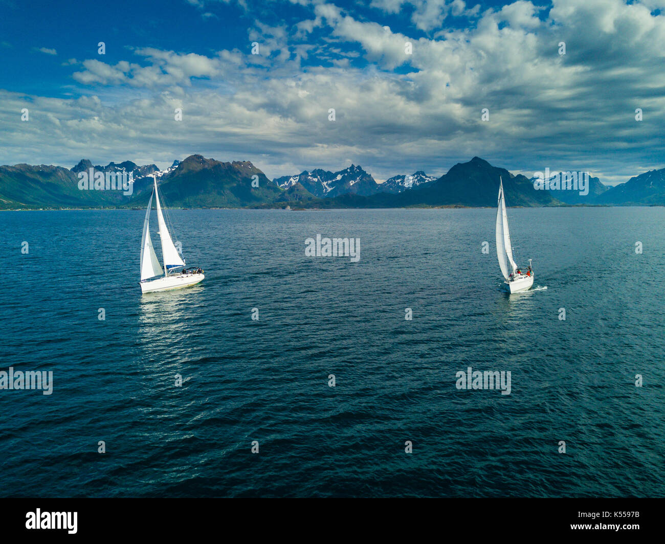 Aerial view of sailing yacht in Norway Stock Photo - Alamy