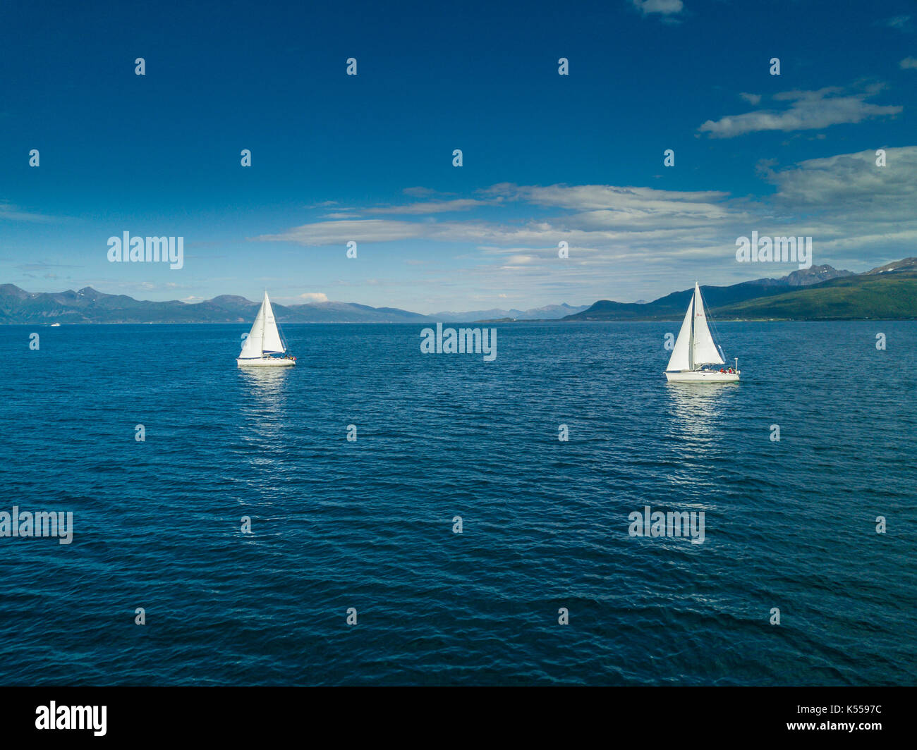 Aerial view of sailing yacht in Norway Stock Photo - Alamy