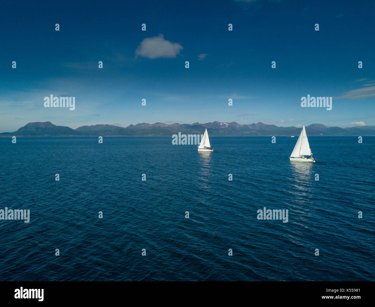 Aerial view of sailing yacht in Norway Stock Photo - Alamy