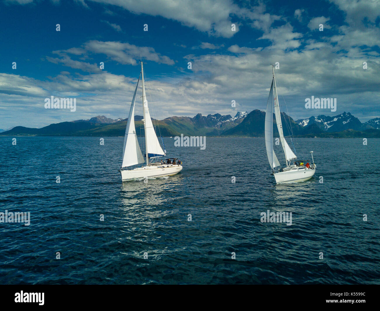 Aerial view of sailing yacht in Norway Stock Photo - Alamy