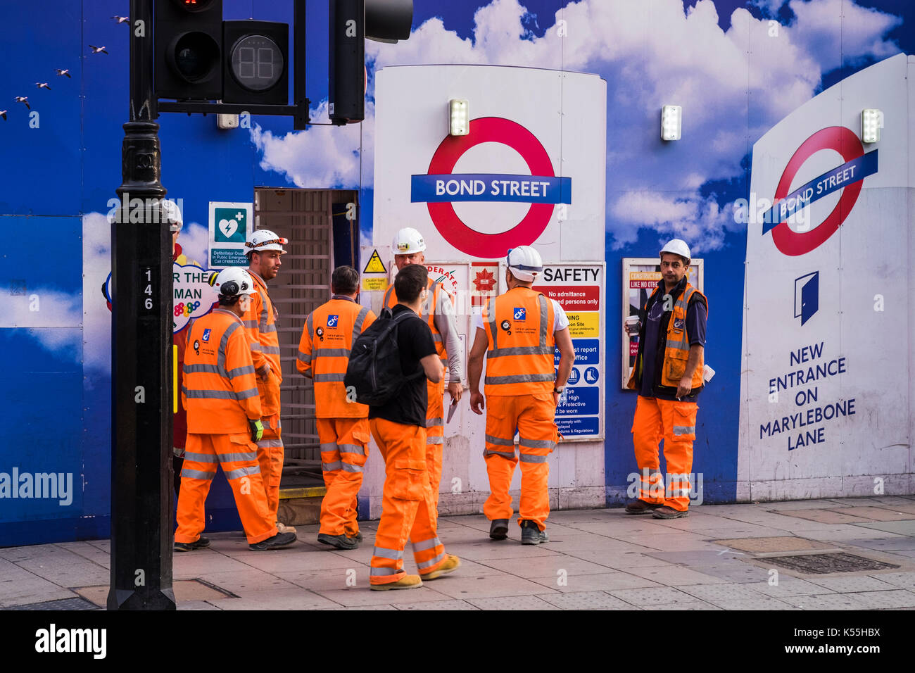 Bond Street tube station upgrade ready for Crossrail project, Oxford Street, London, England, U.K. Stock Photo
