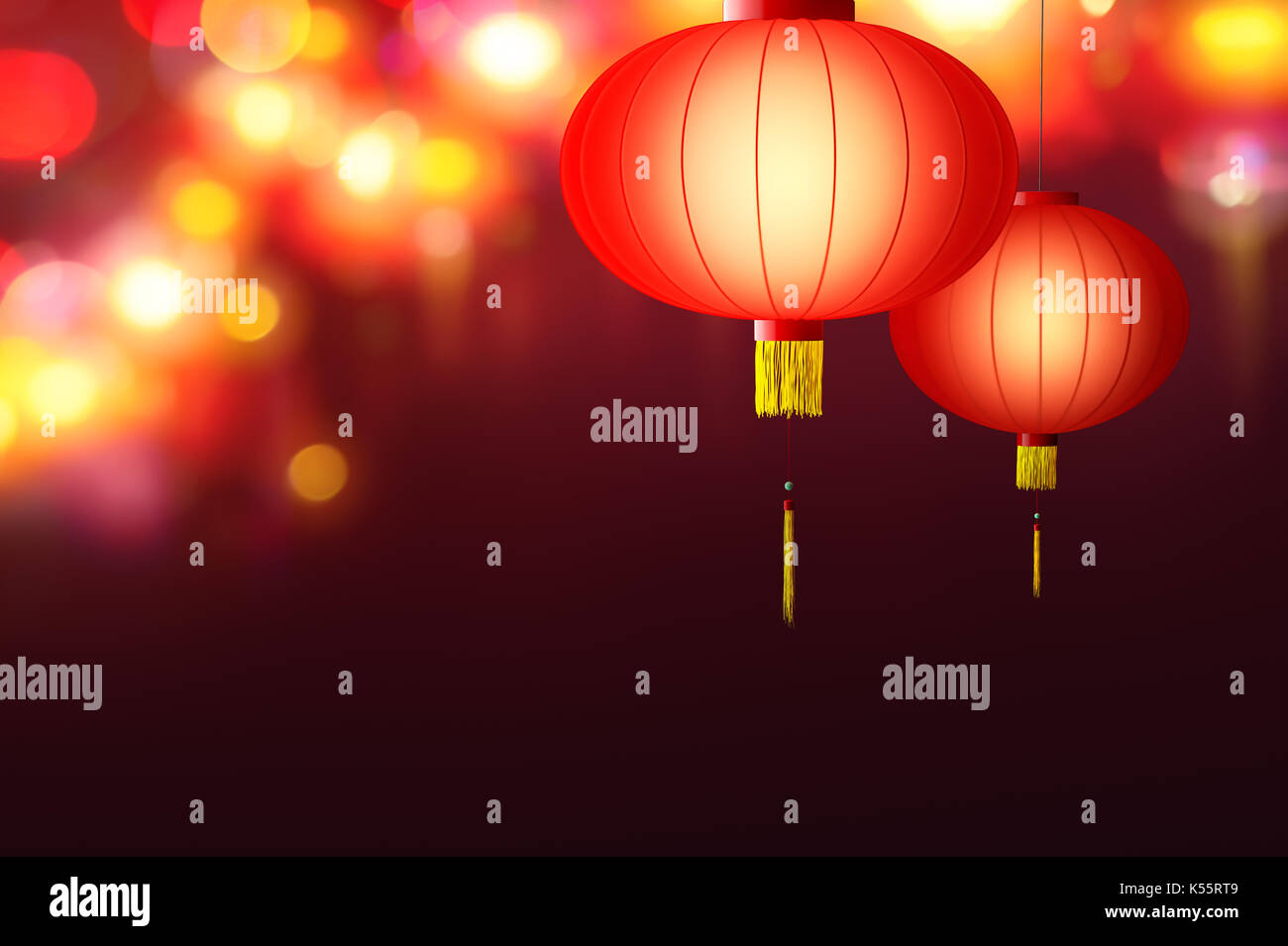 Chinese New Year - Hanging Chinese lanterns Stock Photo