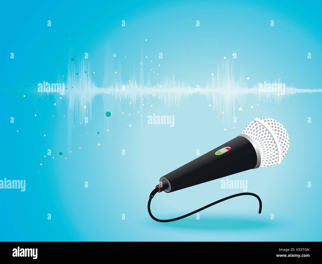 Abstract digital sound wave oscillating with Microphone background