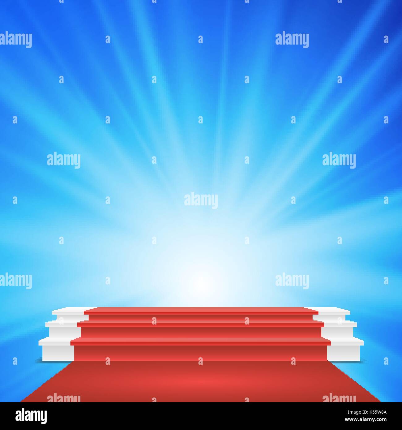 White Winners Podium Vector. Red Carpet. Stage For Awards Ceremony. Illustration Stock Vector