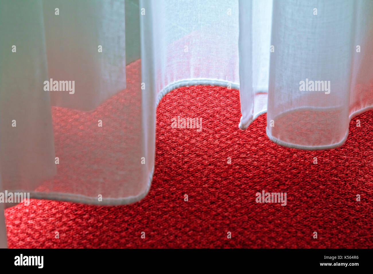 Red carpet and white curtain Stock Photo