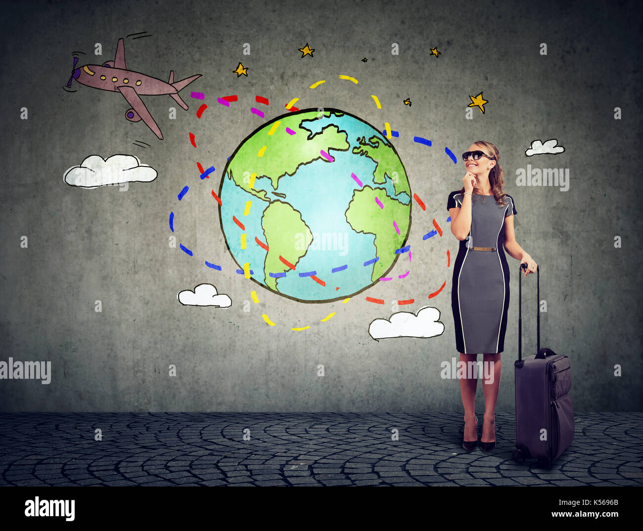 Around the world trip and plane hi-res stock photography and images - Alamy