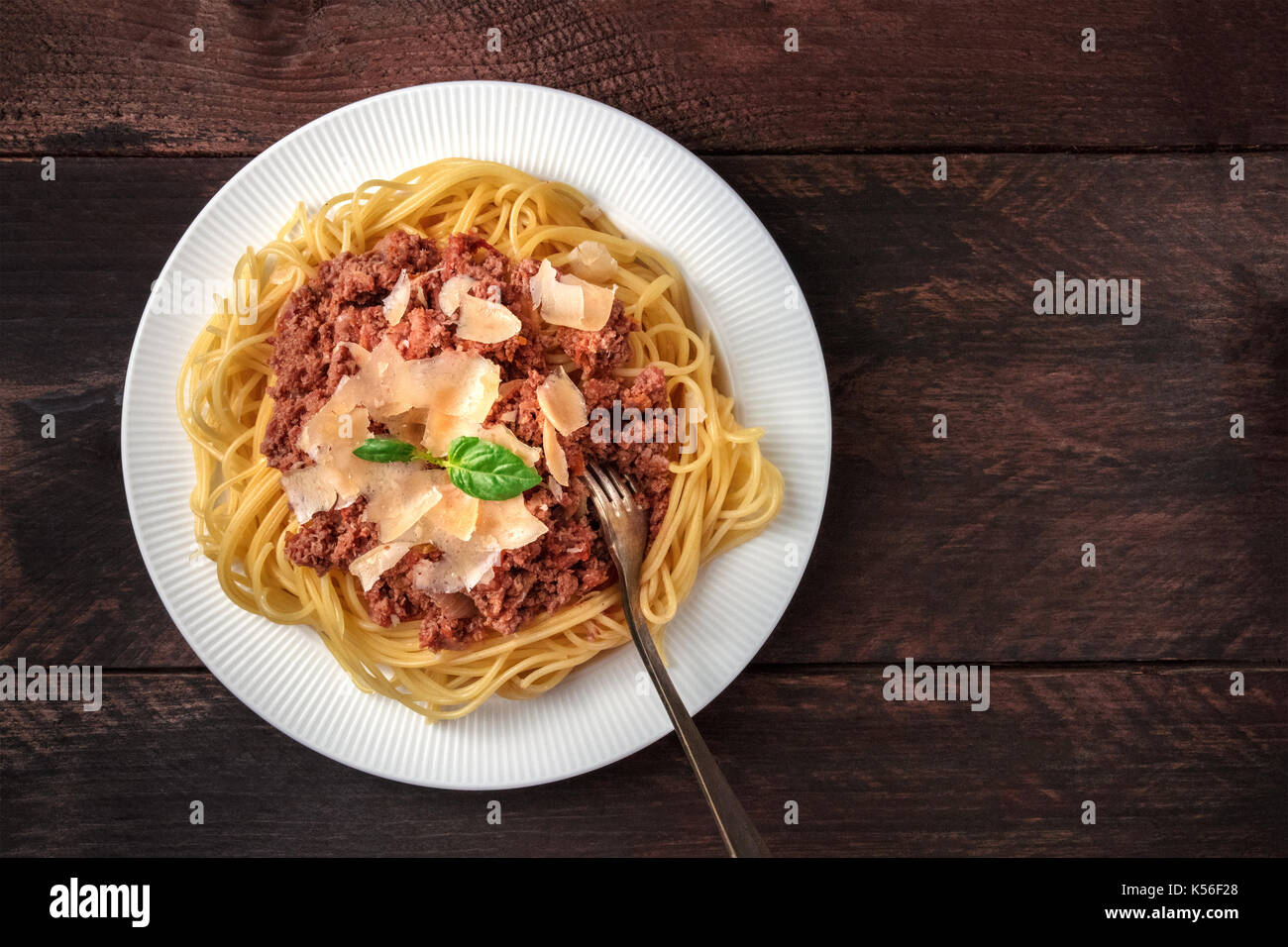 Pasta bolognese on rustic background with copyspace Stock Photo - Alamy