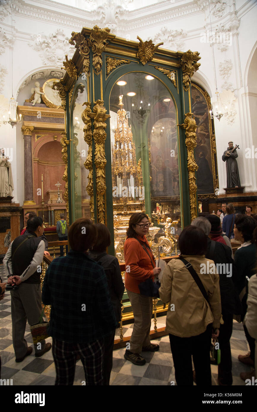 Tourist tour group, Chapel of Saint Teresa, cathedral church, Cordoba, Spain Stock Photo