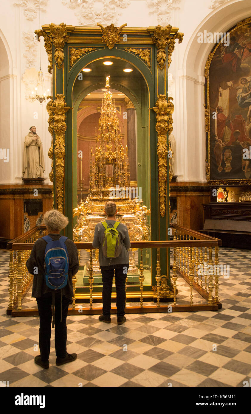 Tourists inside Chapel of Saint Teresa, cathedral church, Cordoba, Spain Stock Photo