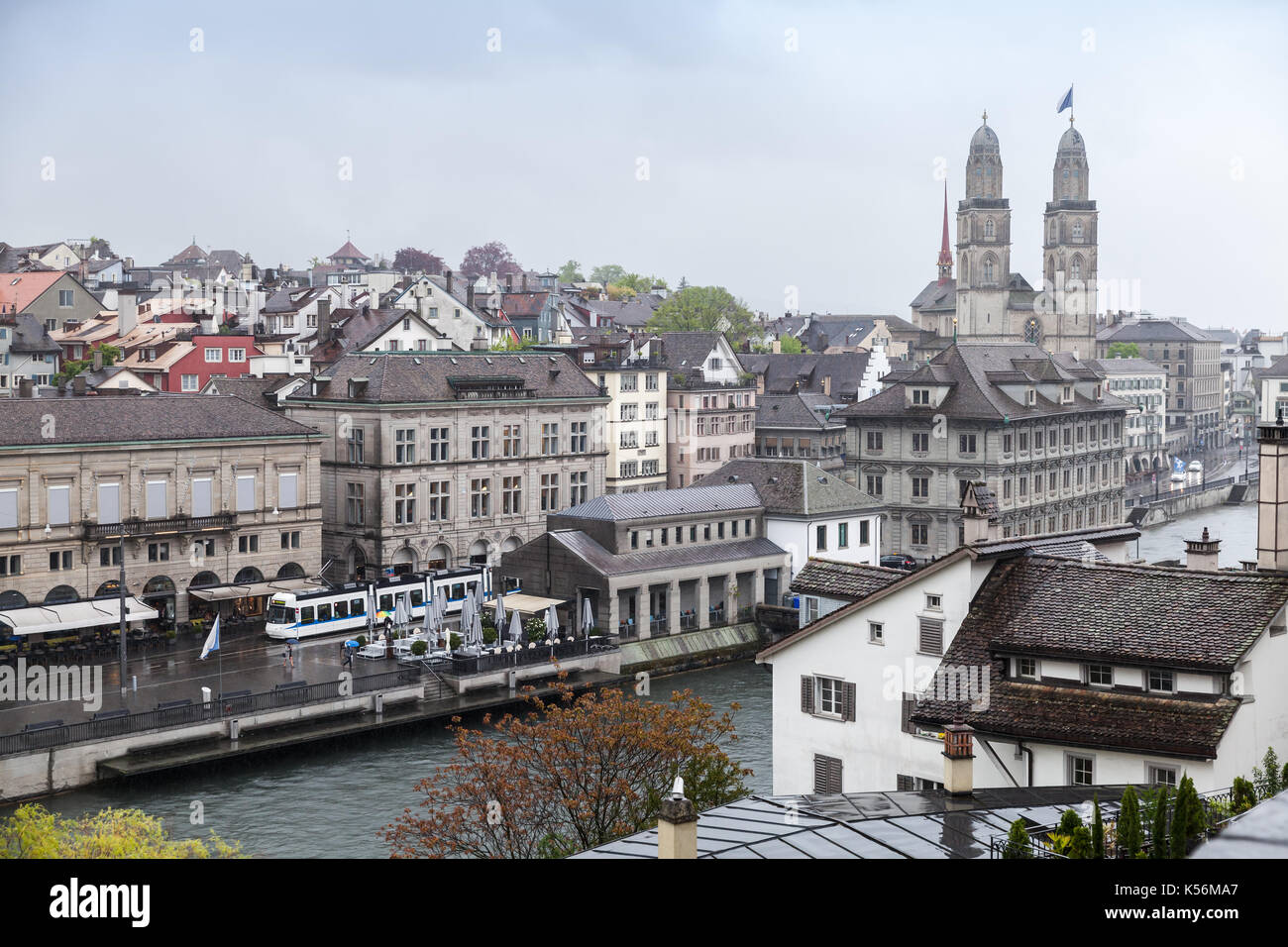 Cityscape of old Zurich - the largest city in Switzerland Stock Photo