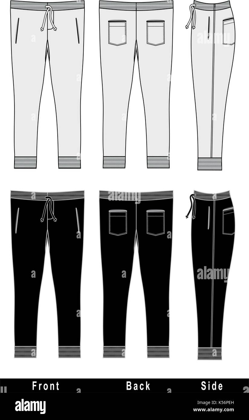 mans Fashion trausers Black White Stock Vector