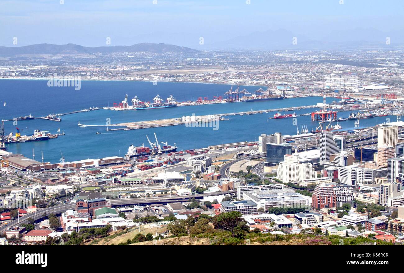 Cape Town's Central Business District and Harbour Stock Photo