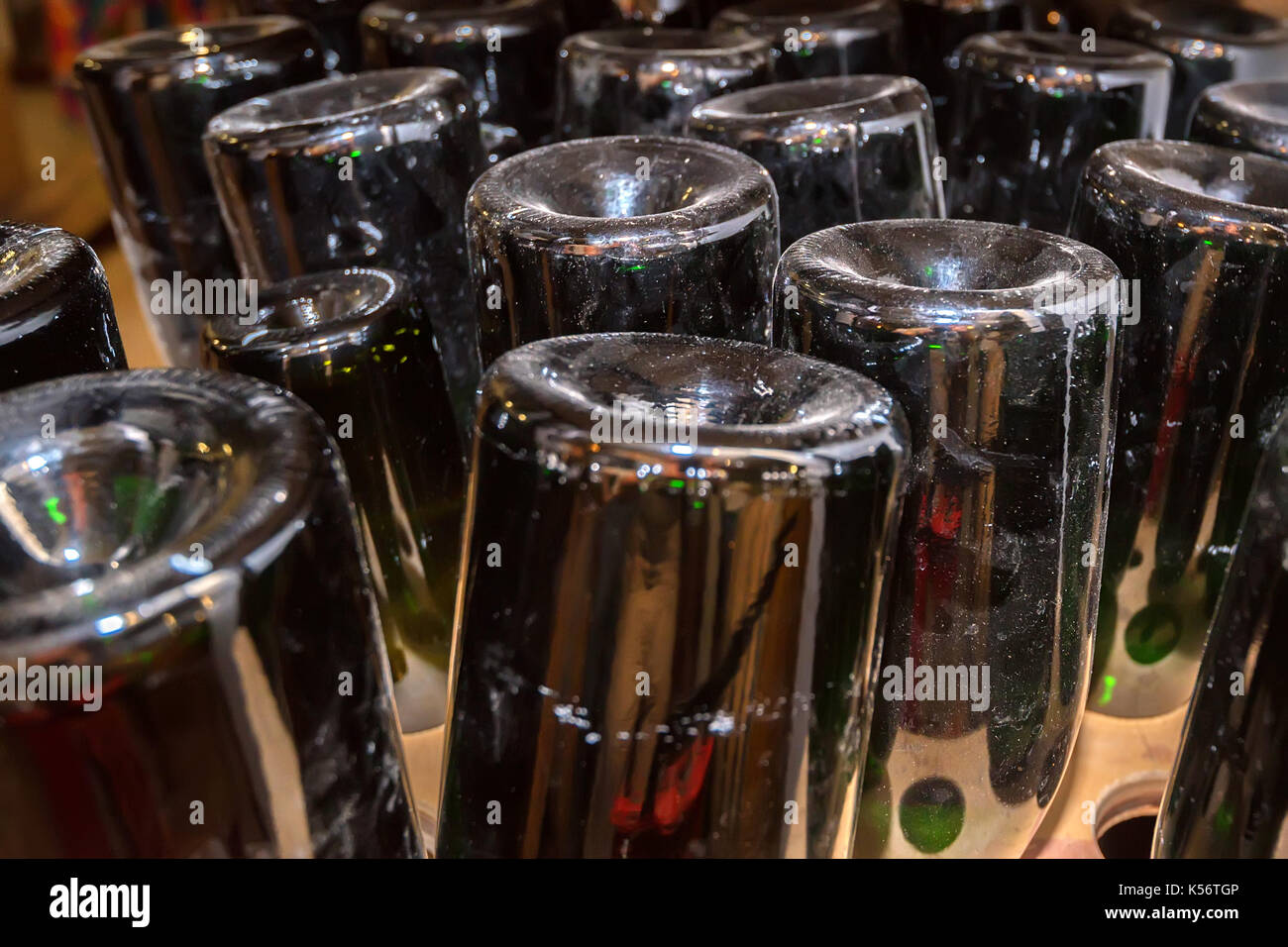 Bottoms of wine bottles close up Stock Photo Alamy