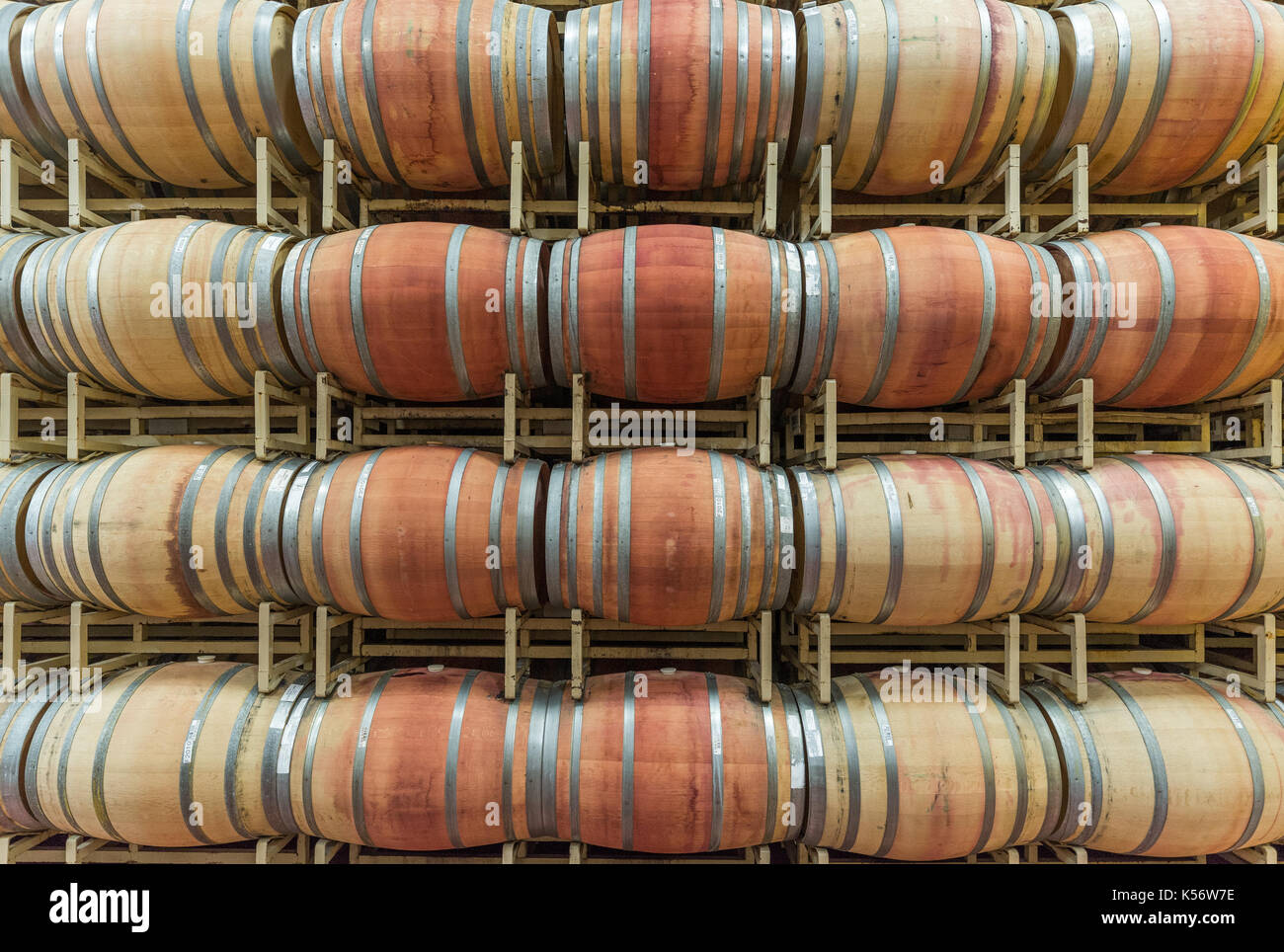 barrels in cellar of William Hill Winery (Gallo), Napa Valley, California Stock Photo