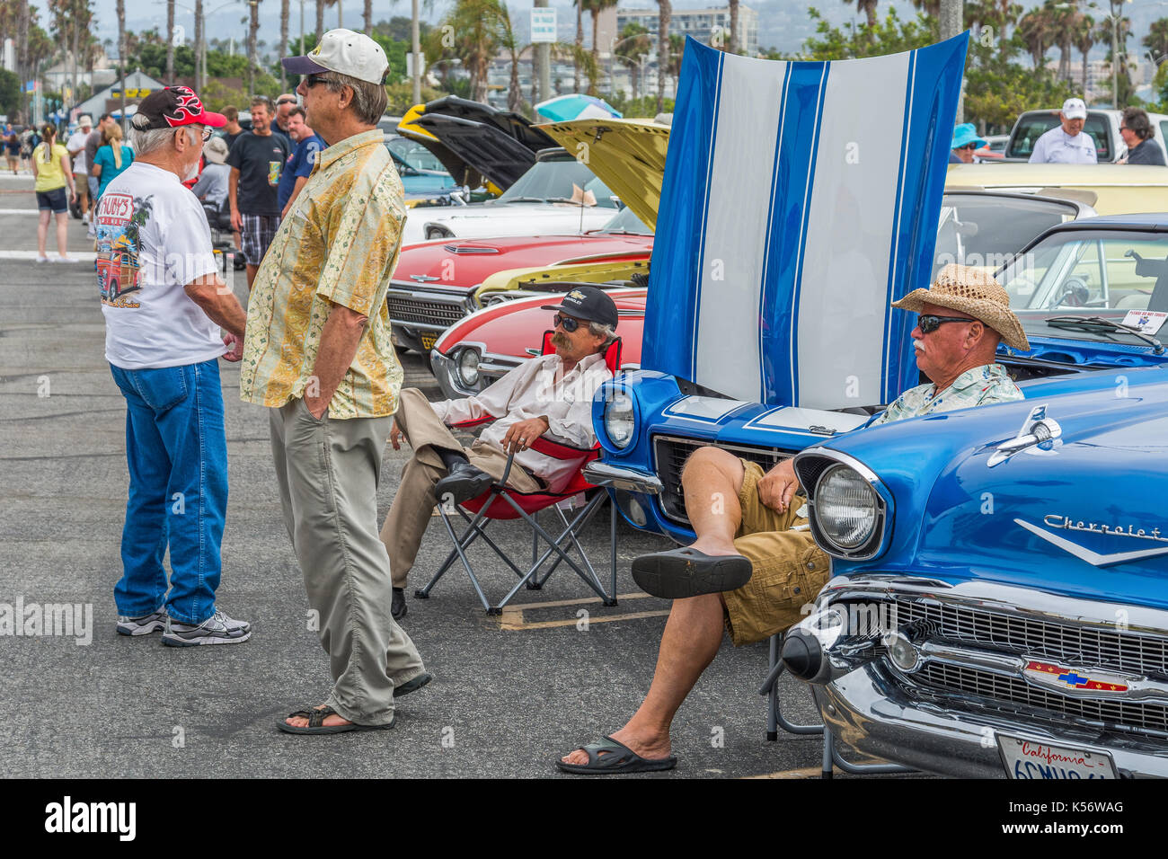 vintage cars at Redondo Beach, CA Stock Photo