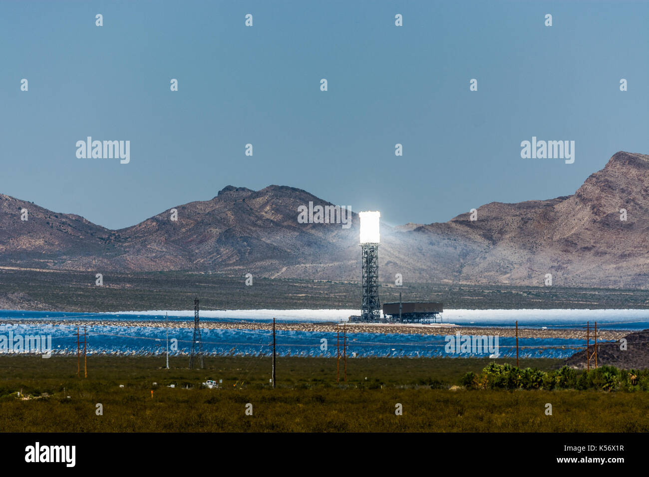 Ivanpah Solar Electric Generating System, Primm Valley, California Stock Photo