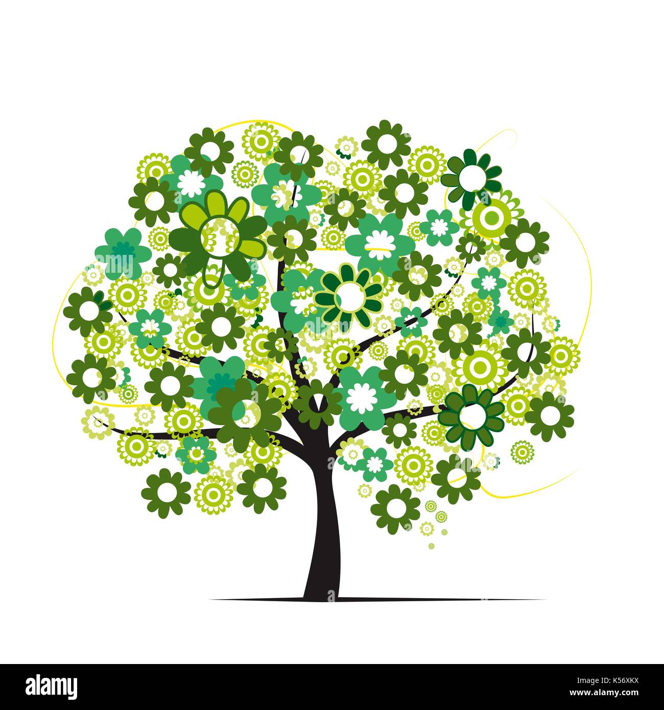 green spring tree on white background Stock Photo - Alamy