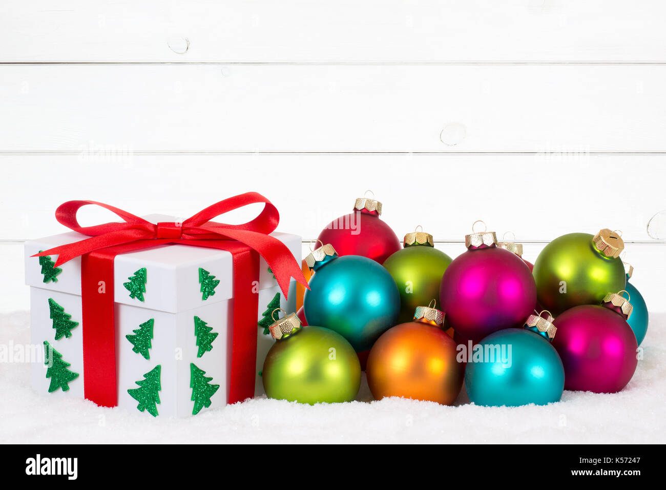 Christmas gift card decoration wood wooden background deco Stock Photo