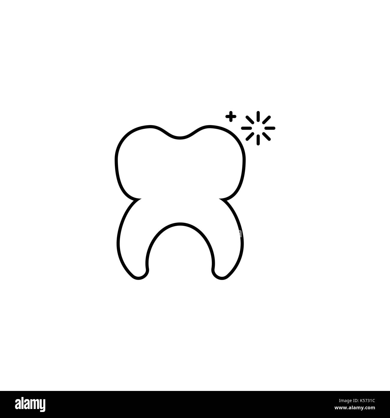 Vector healthy tooth on a white background. Thin line icon for web site ...