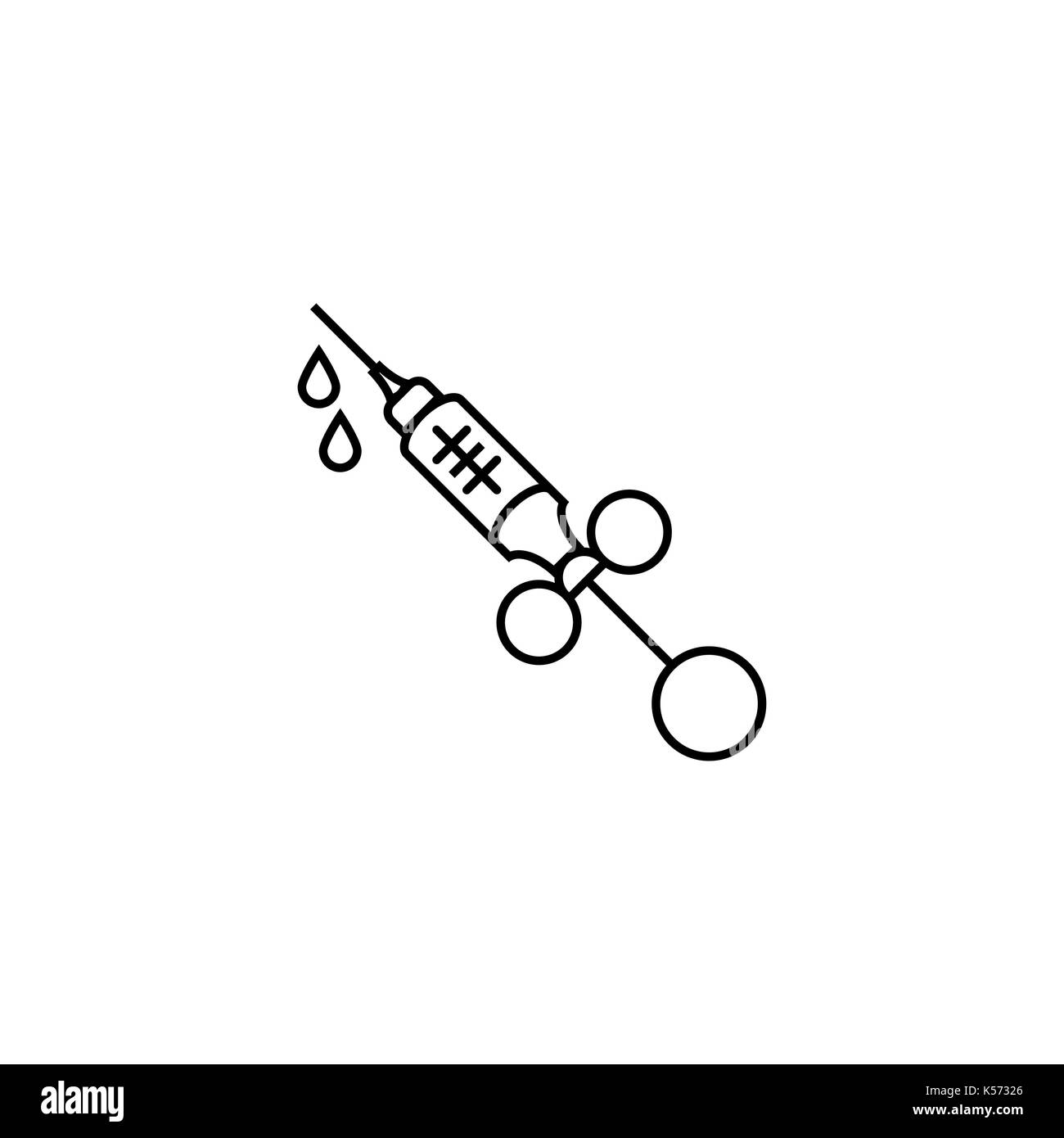 Syringe Icon isolated on white background. Thin line vector illustration. Stock Vector