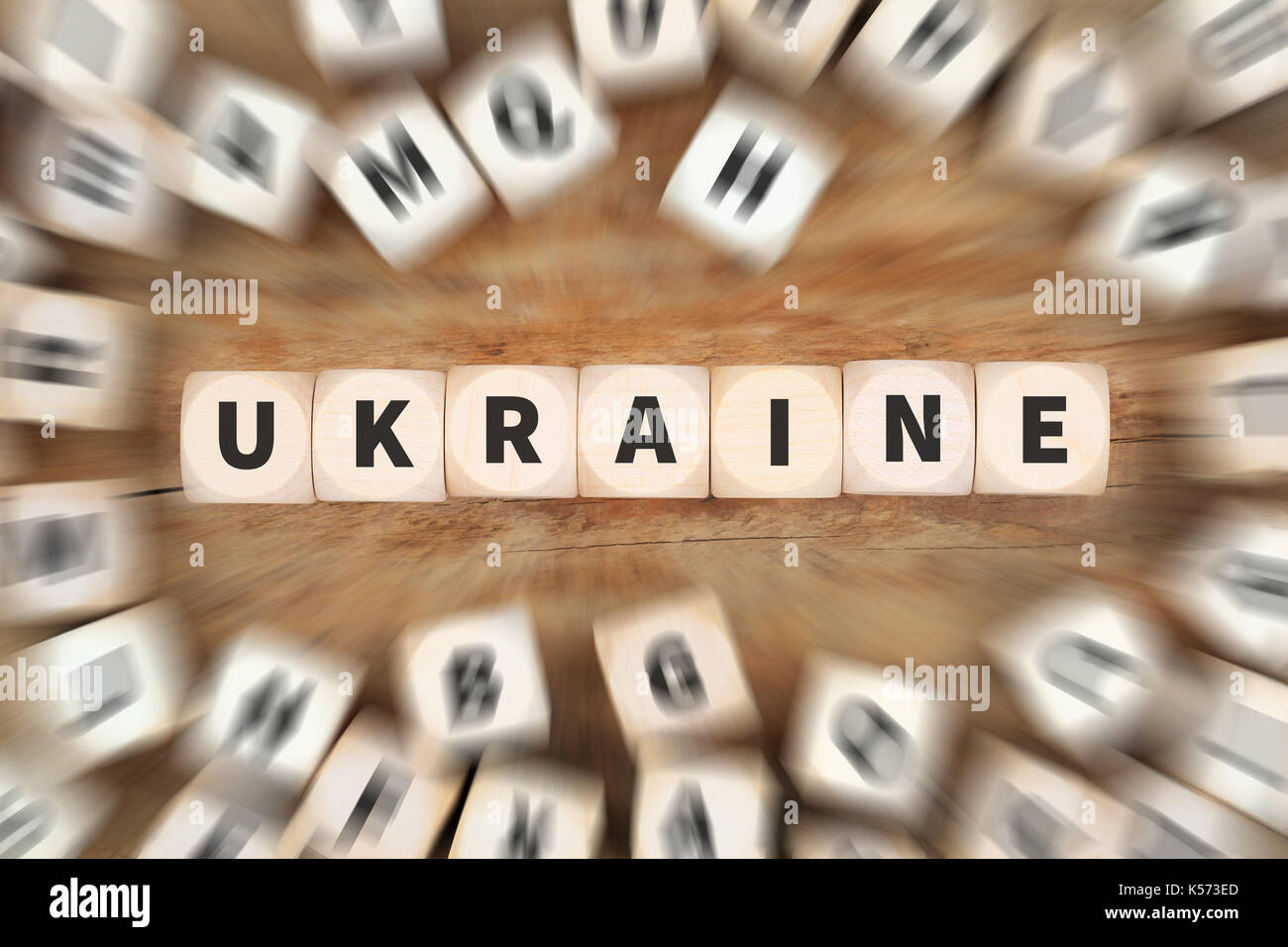 Ukraine conflict crisis dice business concept idea Stock Photo