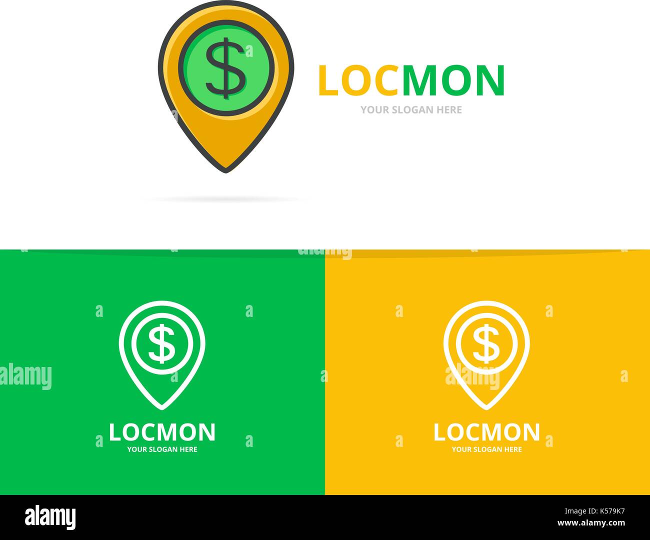Vector Of Pin And Dollar Logo Combination Unique Point And Bank - 