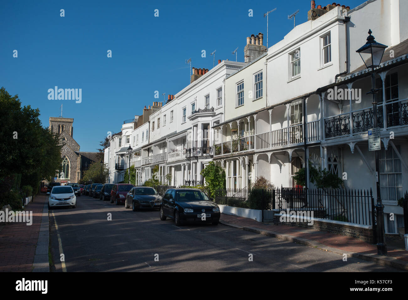 Regency style terraced houses in Ambrose Place, Worthing, West Sussex