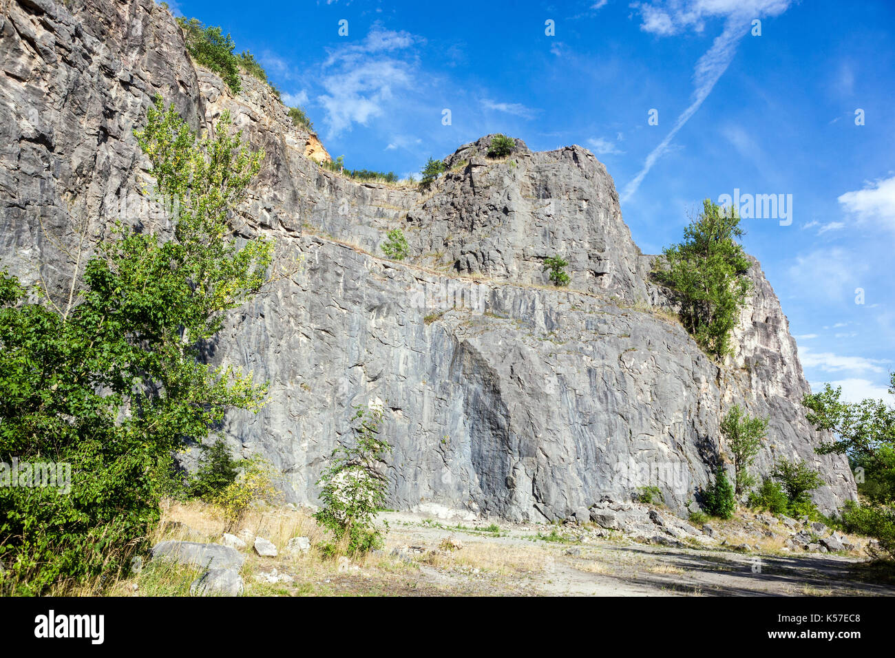Limestone quarry Alkazar in the valley of Berounka near the village Srbsko, space for climbing on the rocks, Czech Republic Stock Photo