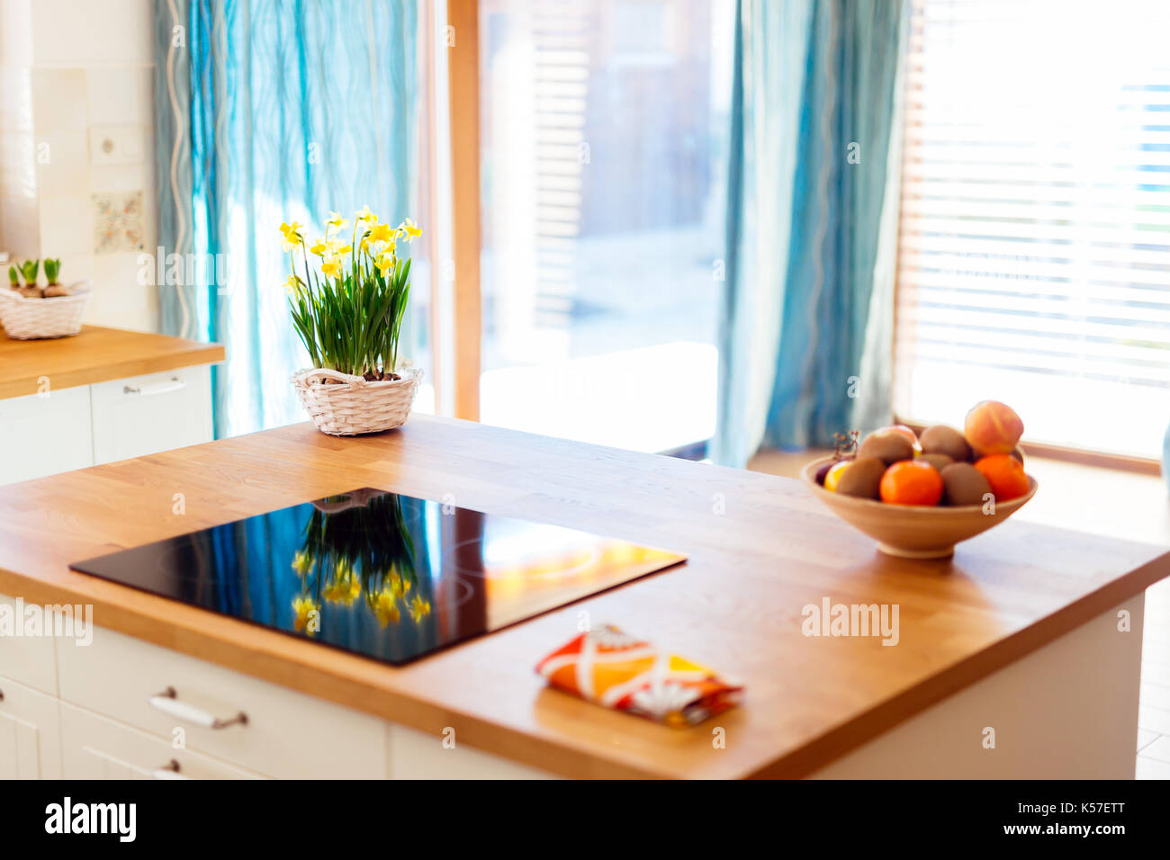 Flowers on kitchen counter Stock Photo Alamy