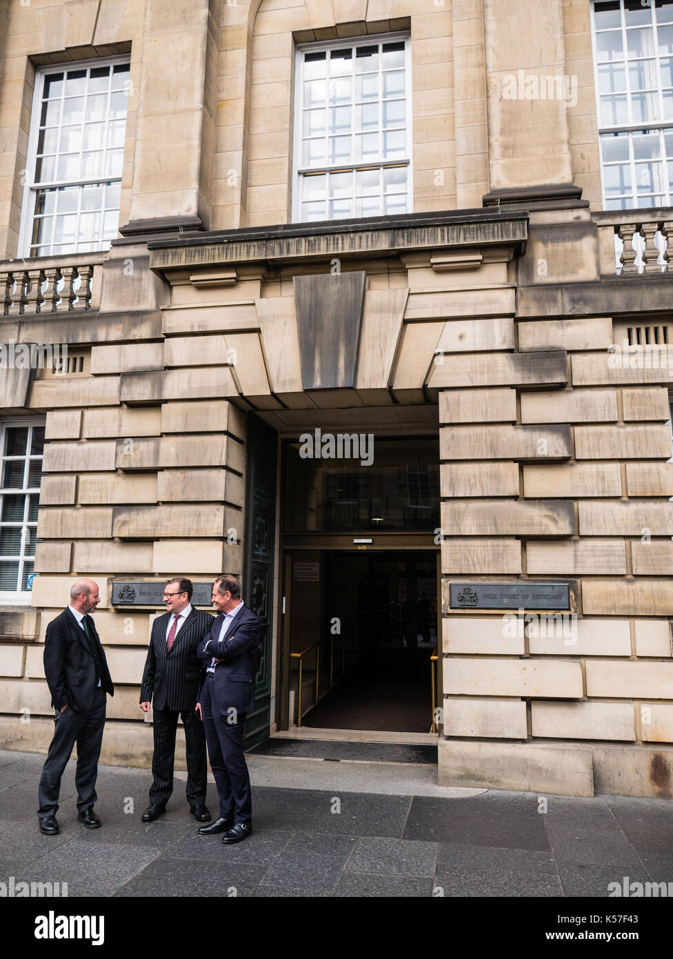 Lawyers outside, Edinburgh High Court, Old Town, Edinburgh, Scotland, UK,GB. Stock Photo