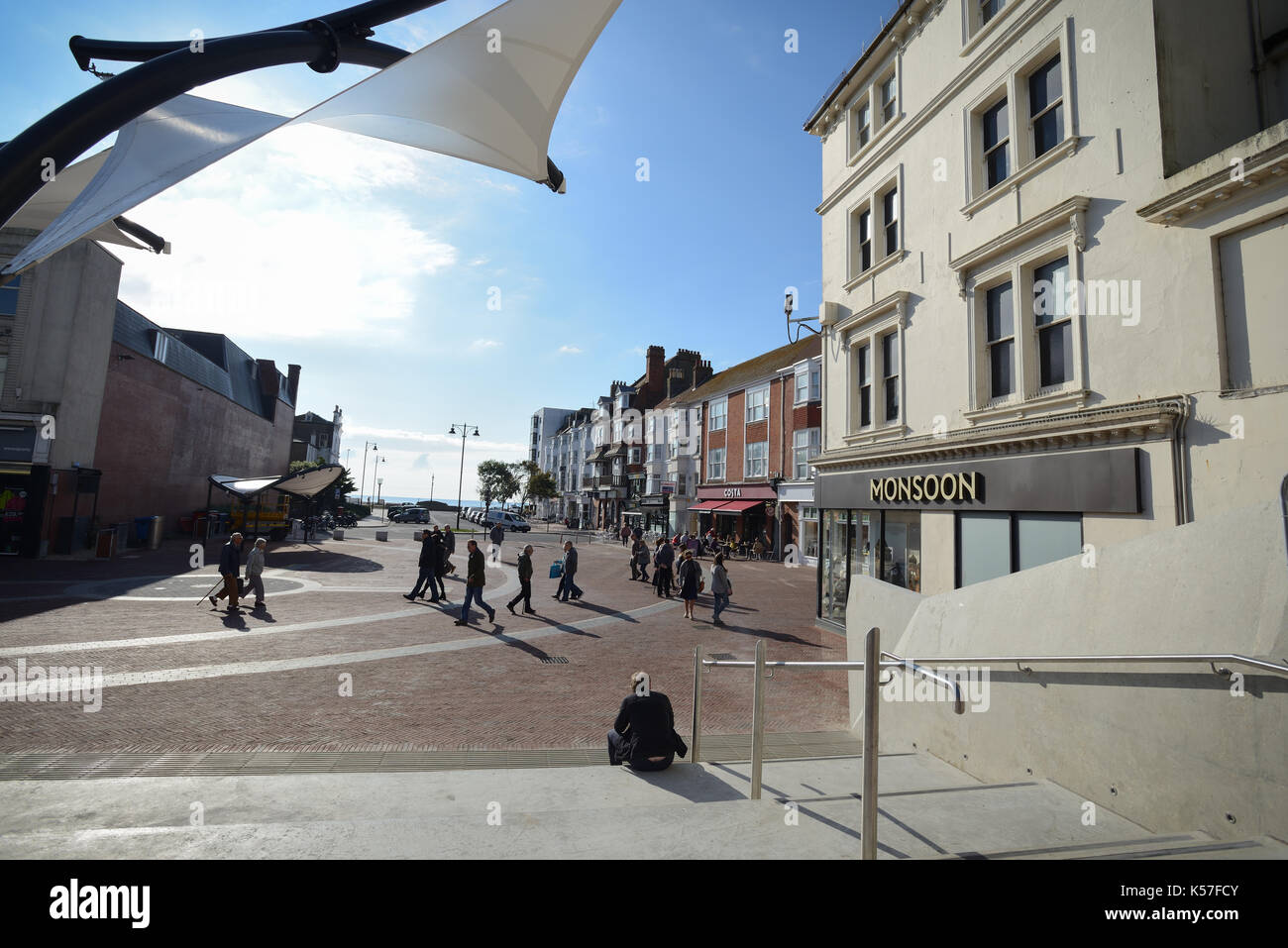 Montague Place in the town centre of Worthing, West Sussex, England, UK. Stock Photo