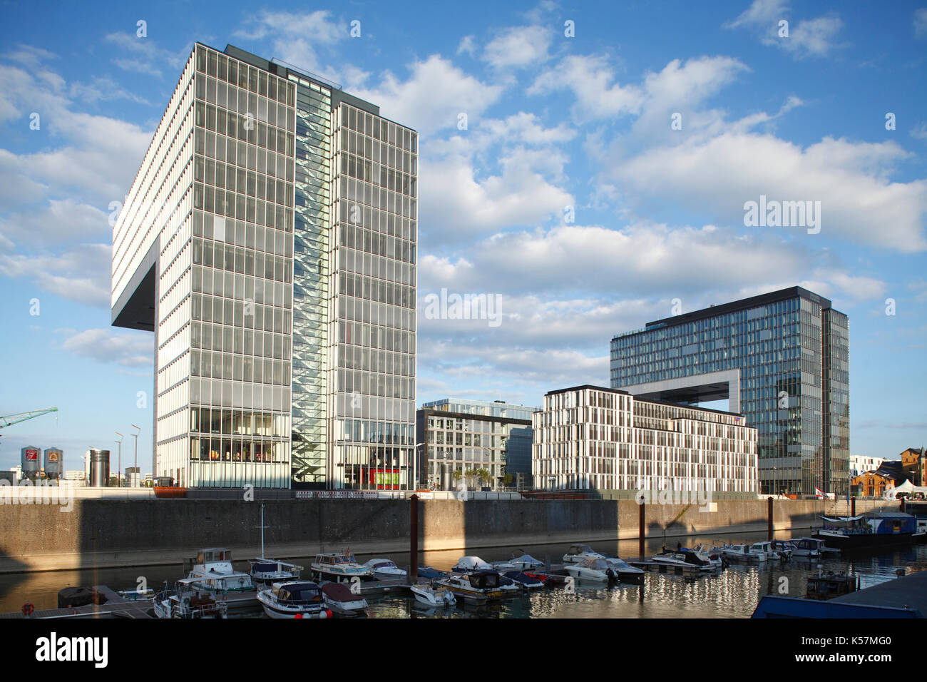 Kranhäuser, Rheinauhafen,Köln, Nordrhein-Westfalen, Deutschland    I  Kranhaeuser at Rheinauhafen, Cologne, North Rhine-Westphalia, Germany Stock Photo