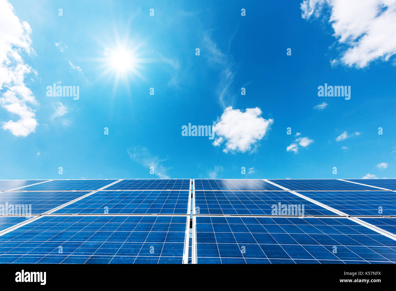 Solar power station against the blue sky. Alternative energy concept Stock Photo