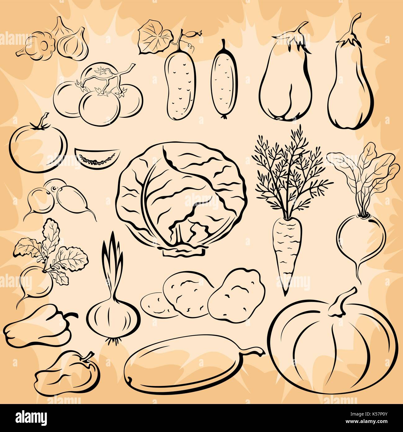 Vegetables Pictograms Set Stock Vector