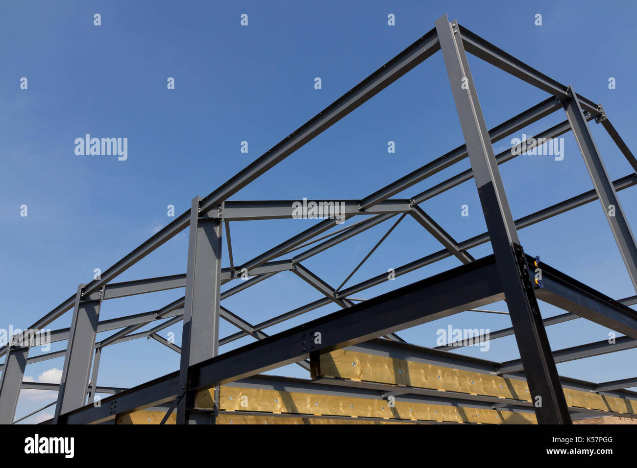 Steel construction of an agricultural building Stock Photo