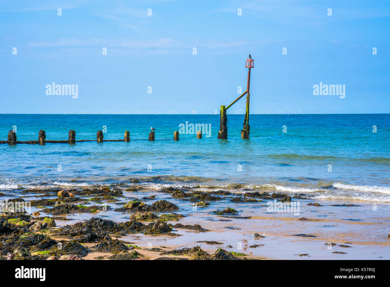 View of the sea and beach in Hunstanton, Norfolk, UK Stock Photo Alamy