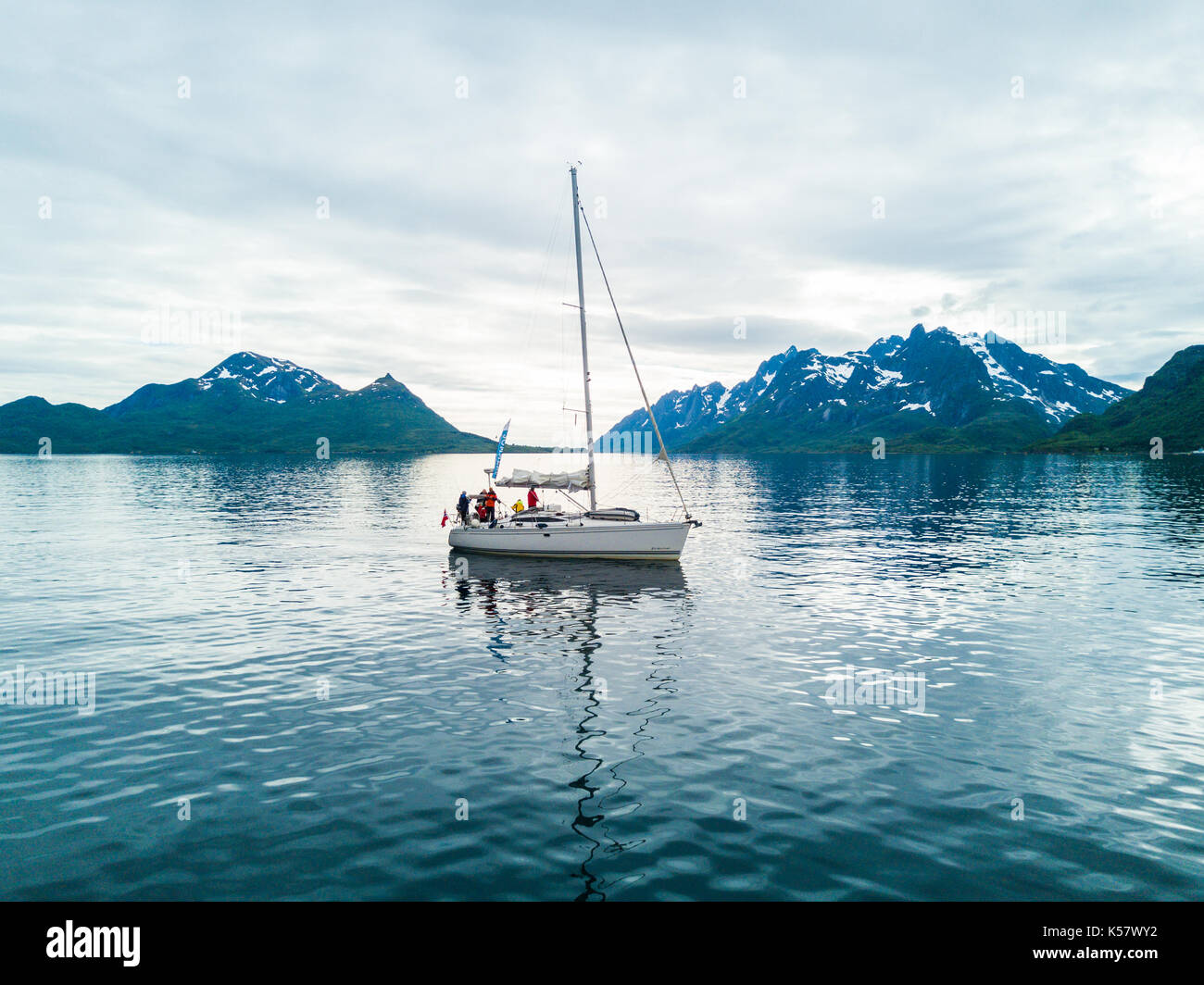 Aerial view of sailing yacht in Norway Stock Photo - Alamy