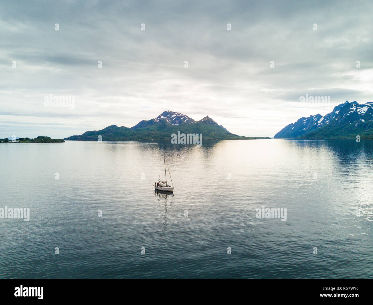 Aerial view of sailing yacht in Norway Stock Photo - Alamy