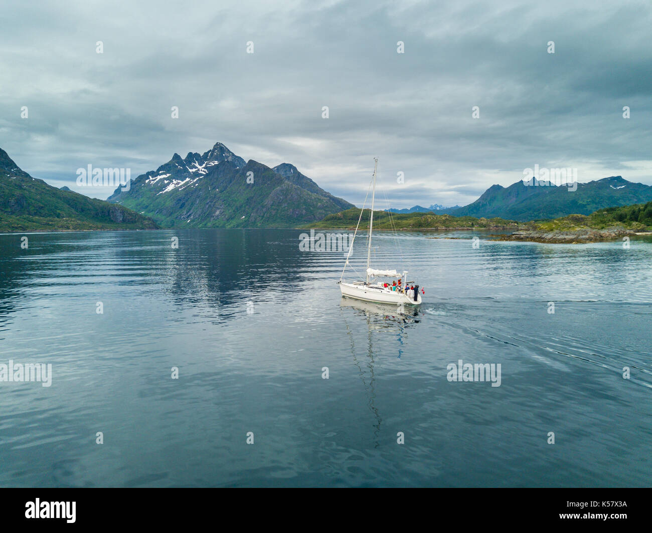 Aerial view of sailing yacht in Norway Stock Photo - Alamy