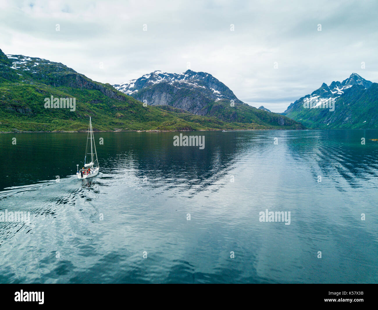 Aerial view of sailing yacht in Norway Stock Photo - Alamy